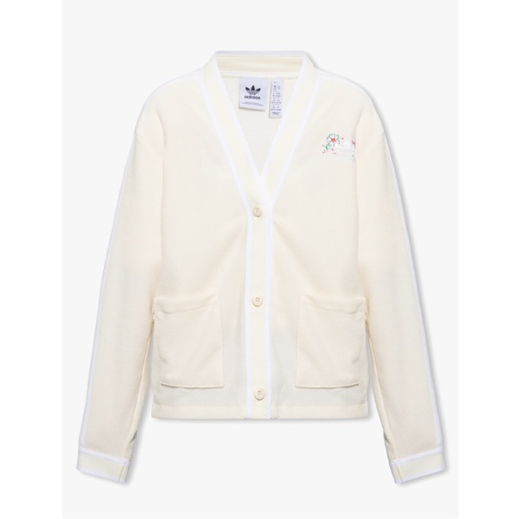 NWT Adidas Originals Cardigan With Logo Cream white IP3761 - Picture 2 of 11